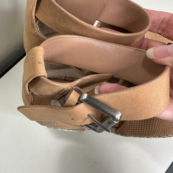 Marc Fisher Cute Tan Adalyne Platform Leather Open Toe Espadrille Wedges 7.5 - Picture 16 of 16